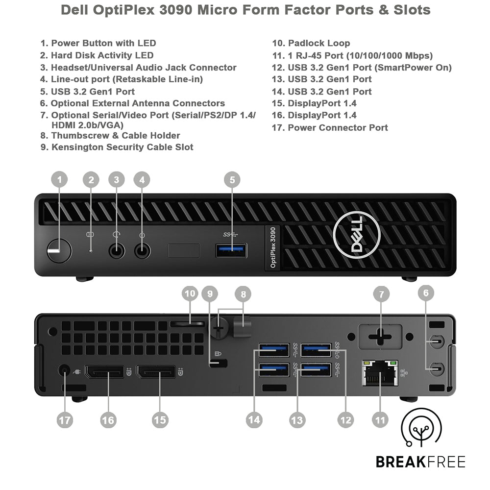 Dell Optiplex 3090 Micro PC WiFi BT