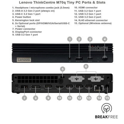 Lenovo ThinkCentre M70q Gen 2 Tiny PC WiFi Bluetooth