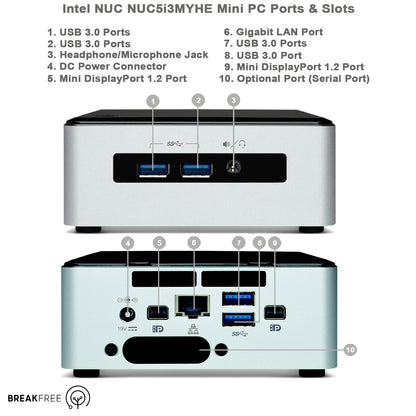 Intel NUC NUC5i3MYHE i3 5010U 2.1GHz Mini PC 8GB RAM 240GB SSD WiFi Bluetooth