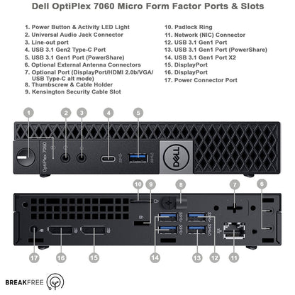 Dell OptiPlex 7060 Micro Mini PC i5 8500 4.1GHz 16GB RAM 256GB SSD