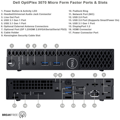 Dell OptiPlex 3070 Micro Mini PC Wi-Fi Bluetooth