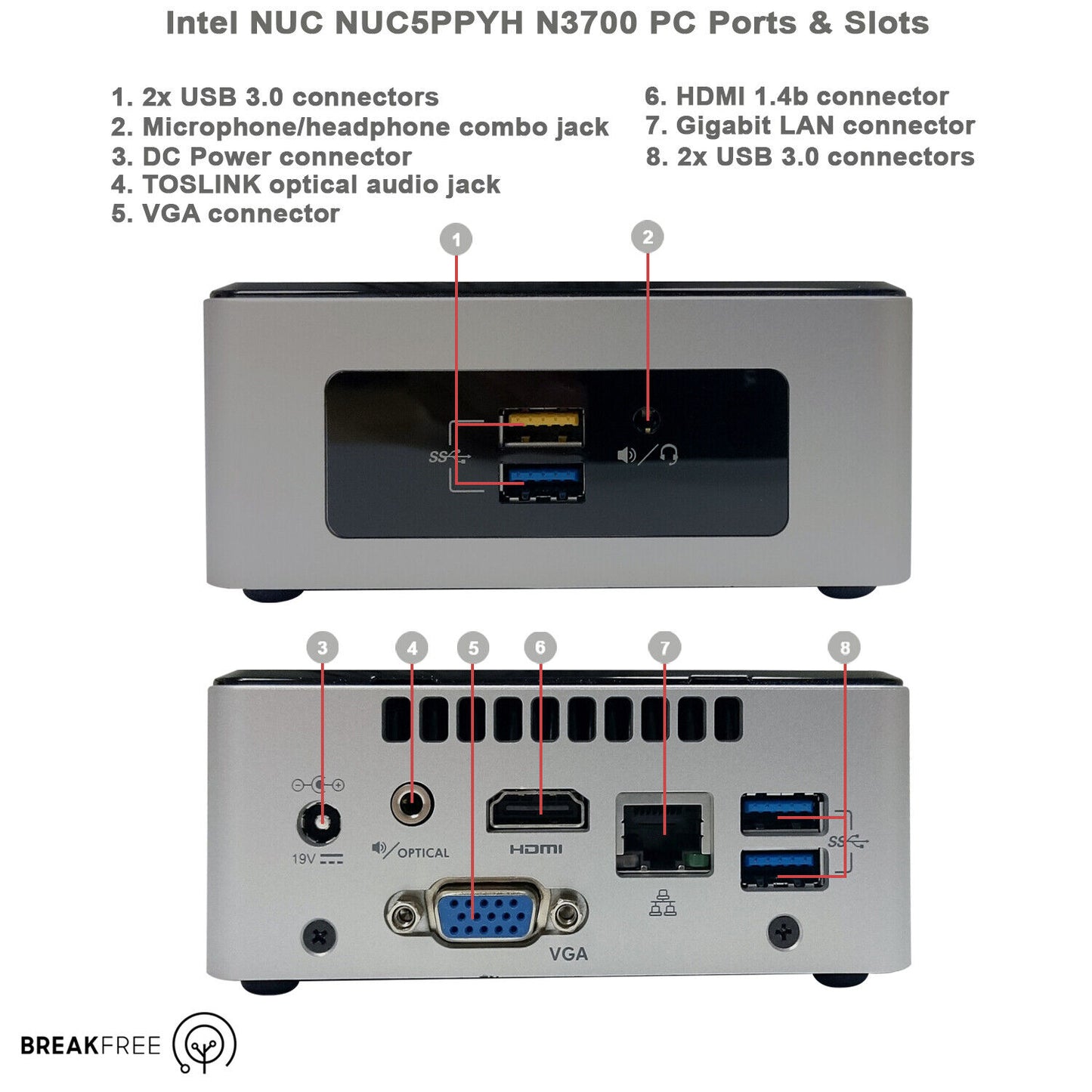 Intel NUC NUC5PPYH mini PC Windows 10 Wi-Fi Bluetooth