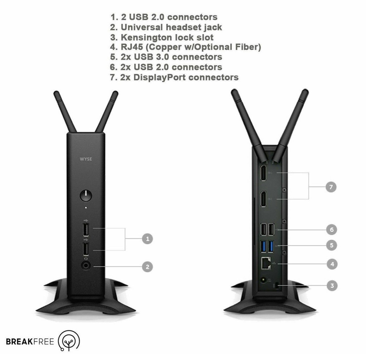 Dell Wyse 5060 Micro Fanless Mini PC 4K WiFi Bluetooth 2xDP